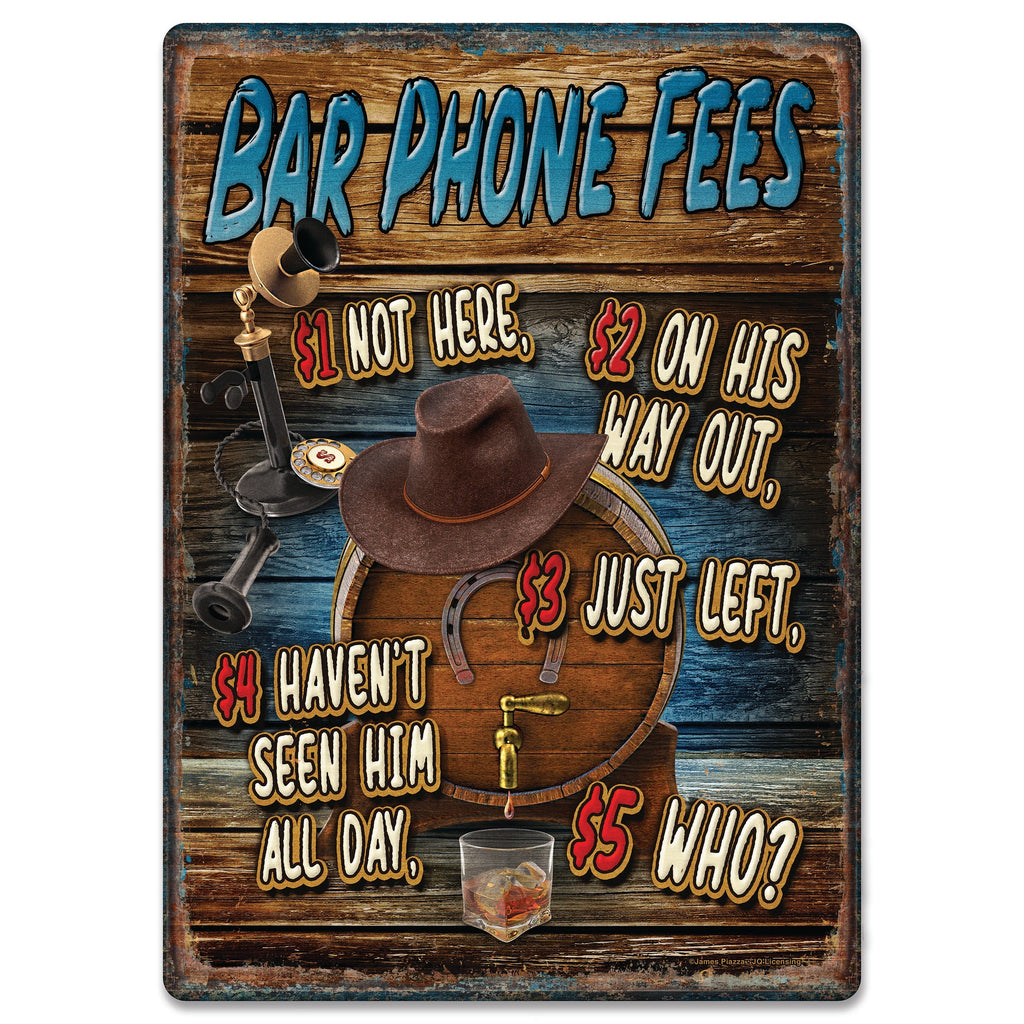 Tin Sign 12in x 17in-Bar Phone Fees