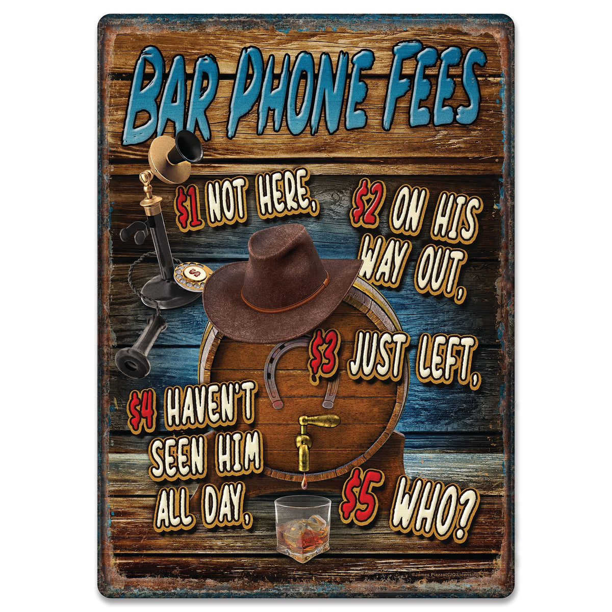 Tin Sign 12in x 17in-Bar Phone Fees