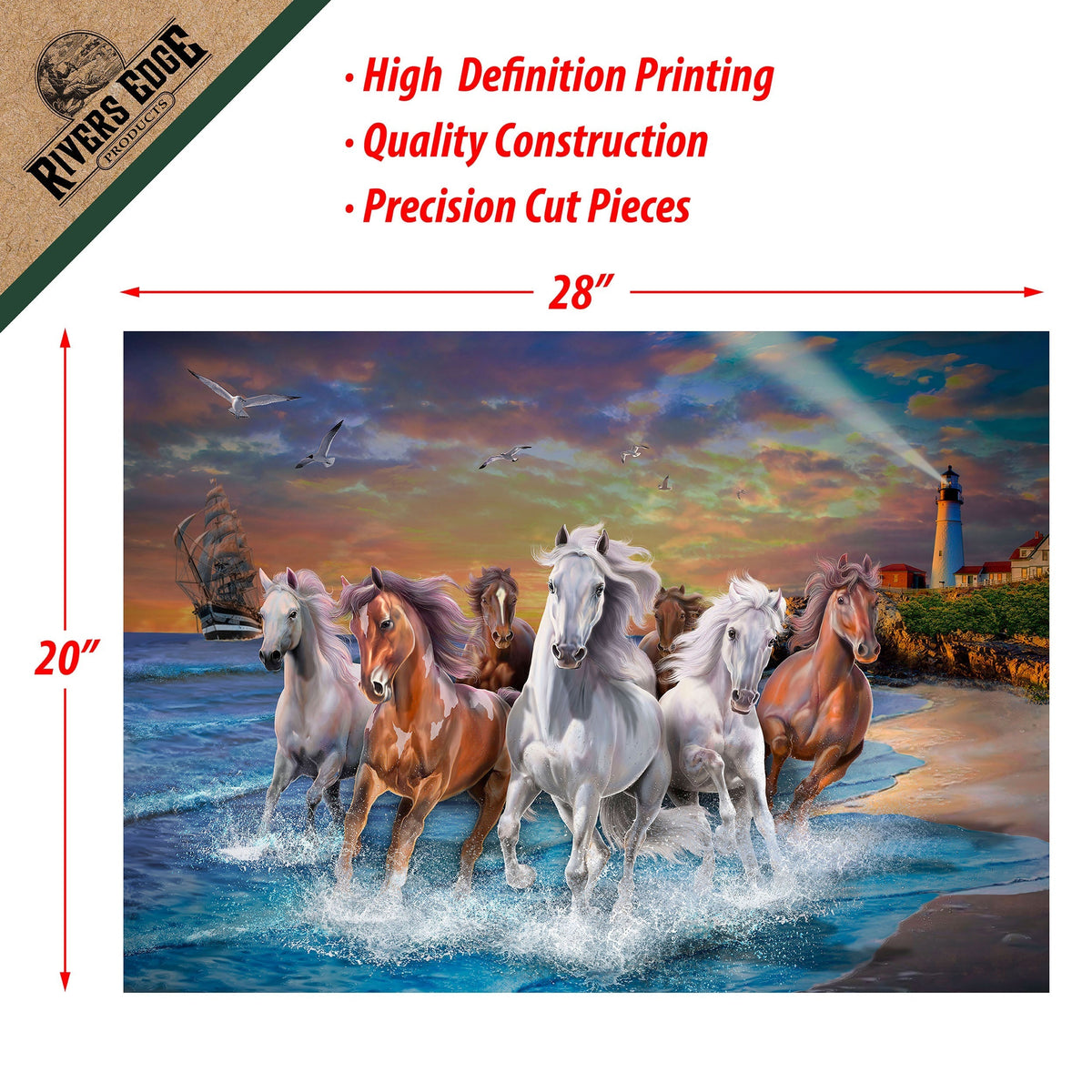 Puzzle in Tin 1000-Piece-Horses on Seashore