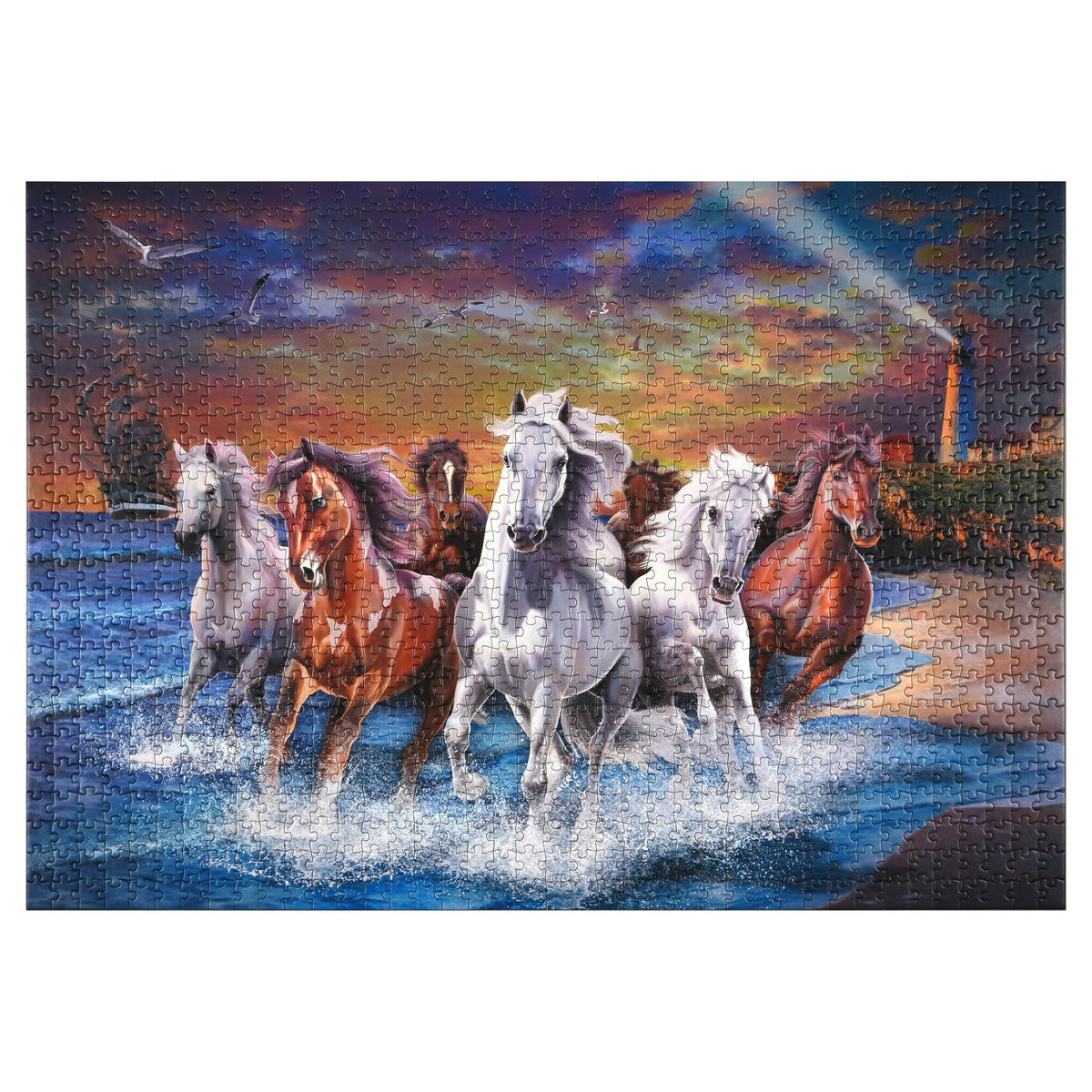Puzzle in Tin 1000-Piece-Horses on Seashore
