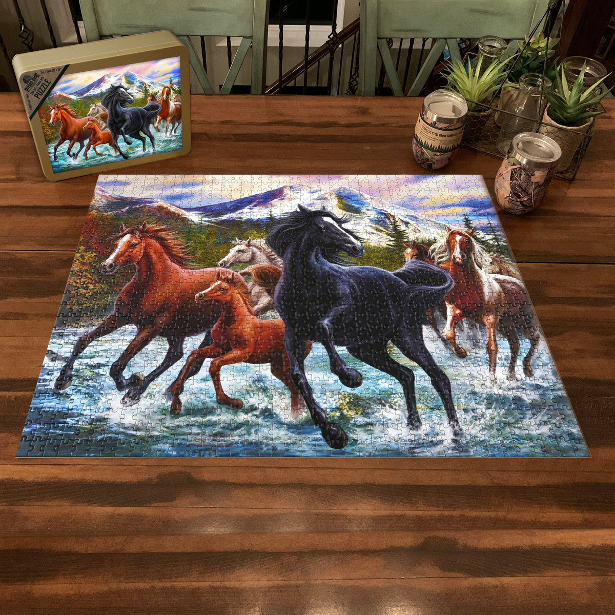 Puzzle in Tin 1000-Piece-Black Stallion Friends