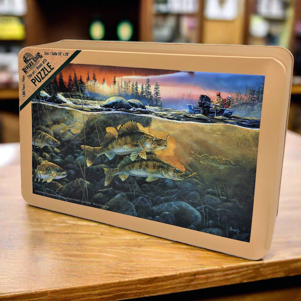 Puzzle in Tin 1000-Piece-Walleye on the Rocks