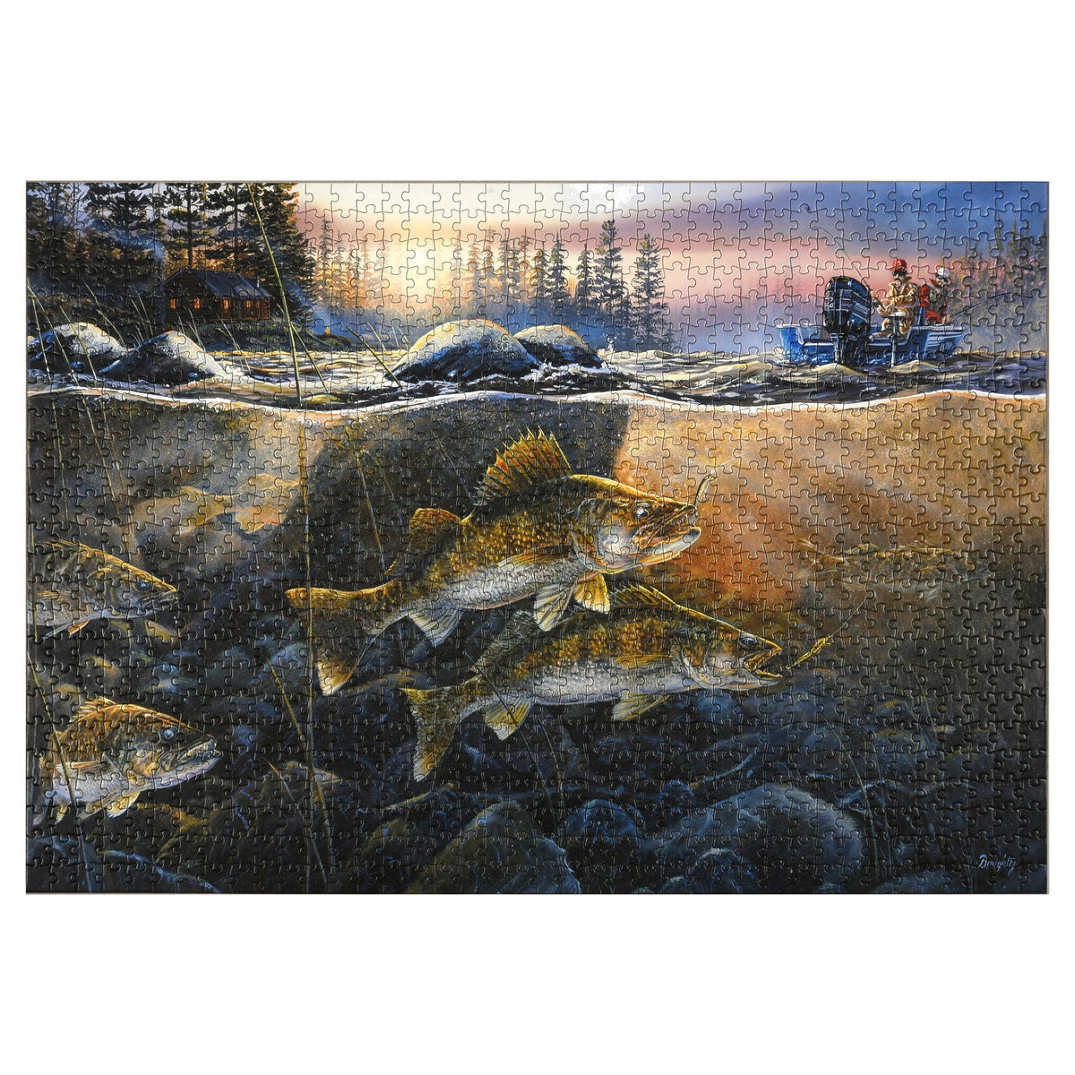 Puzzle in Tin 1000-Piece-Walleye on the Rocks