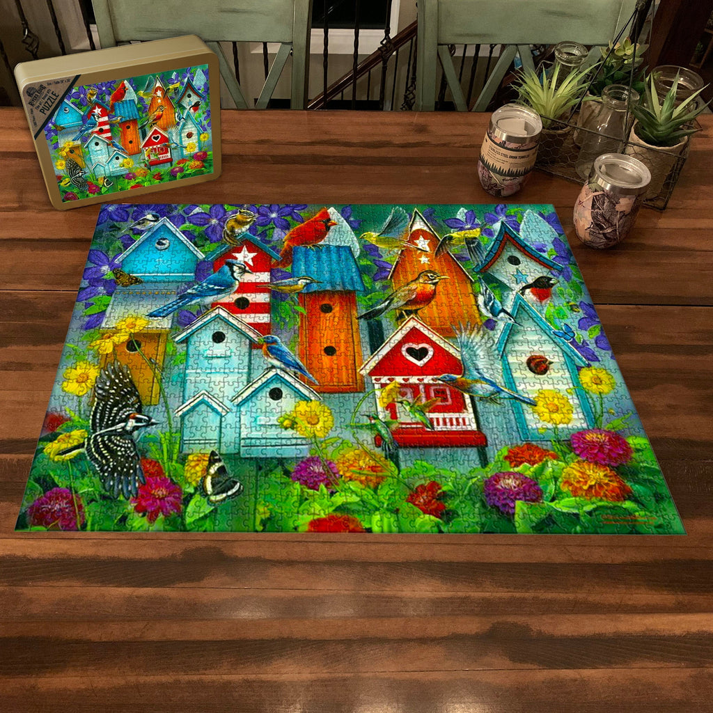 Puzzle in Tin 1000-Piece-Birdhouse Garden
