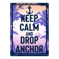 Tin Sign 12in x 17in-Keep Calm and Drop Anchor