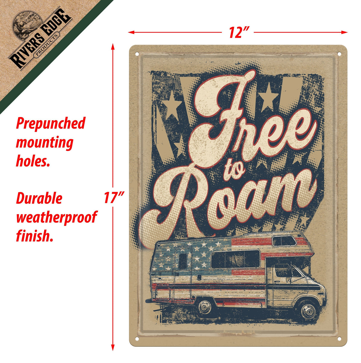 Tin Sign 12in x 17in-Free to Roam