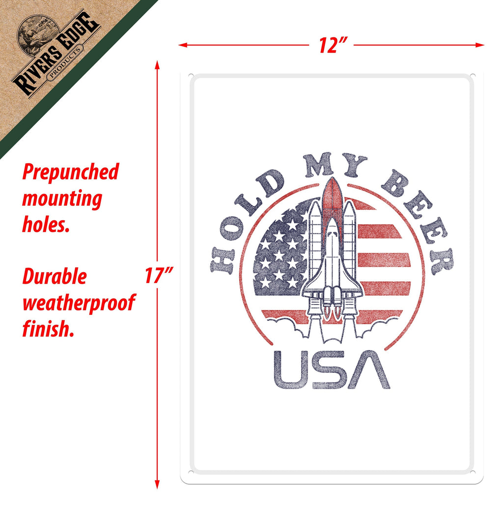 Tin Sign 12in x 17in-Hold My Beer NASA