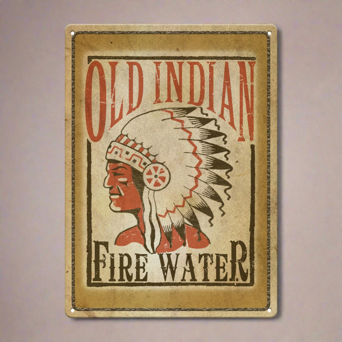 Tin Sign 12in x 17in-Old Indian Fire Water