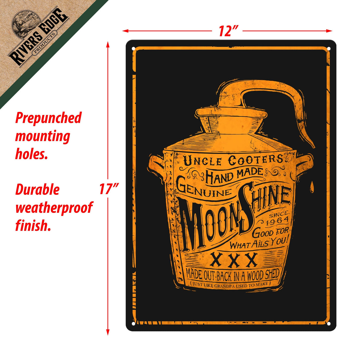 Tin Sign 12in x 17in-Moon Shine