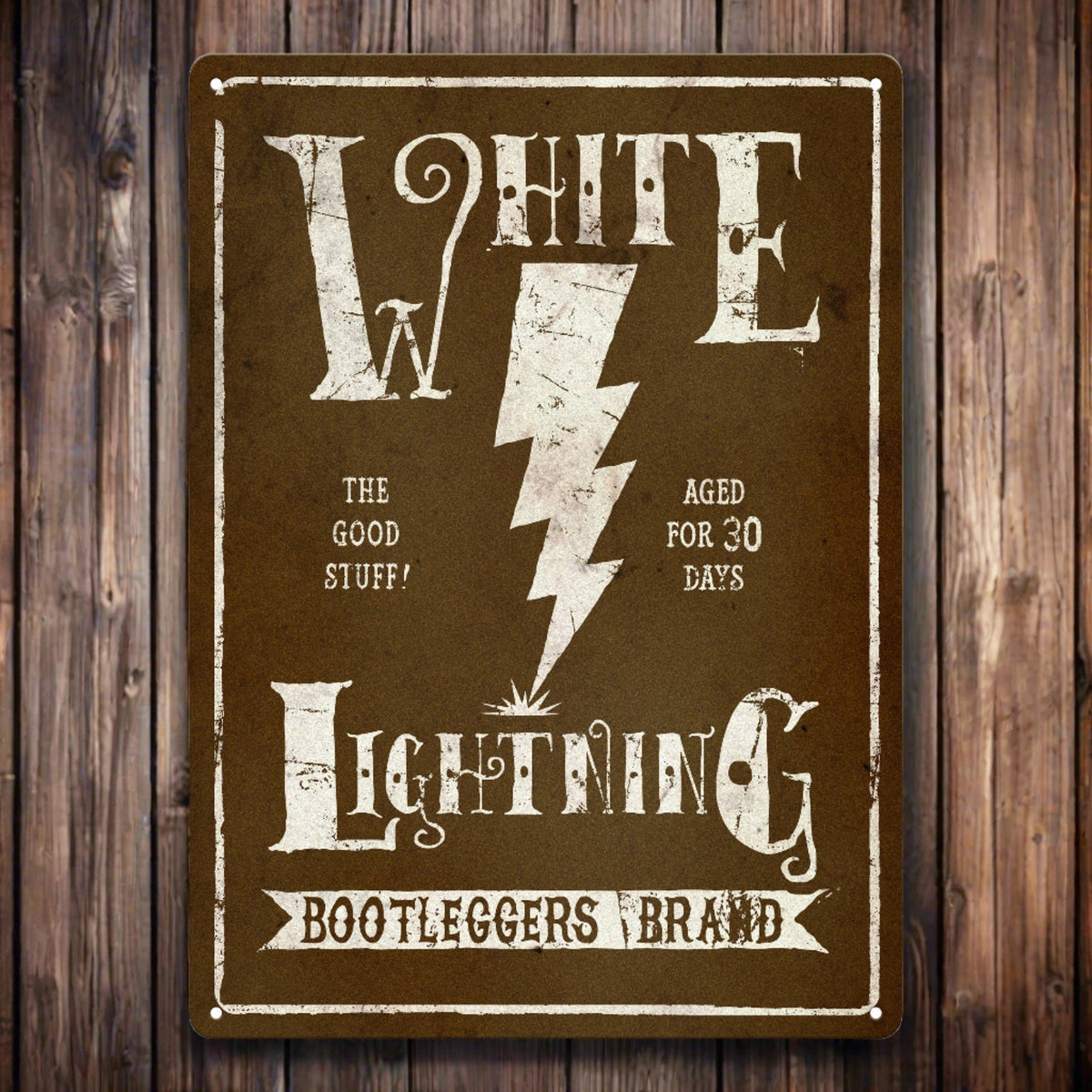 Tin Sign 12in x 17in-White Lightning
