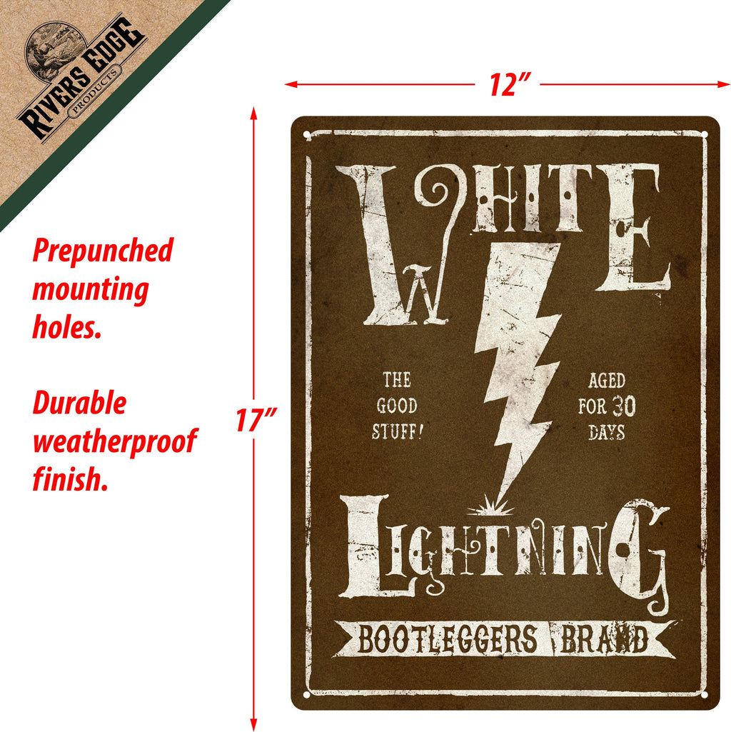 Tin Sign 12in x 17in-White Lightning