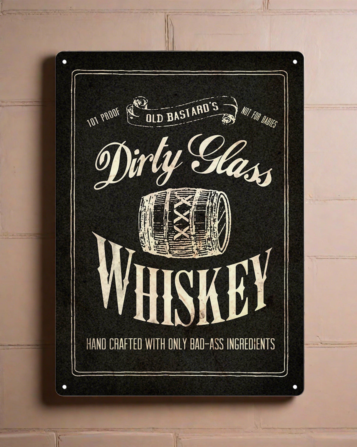 Tin Sign 12in x 17in-Dirty Glass Whiskey