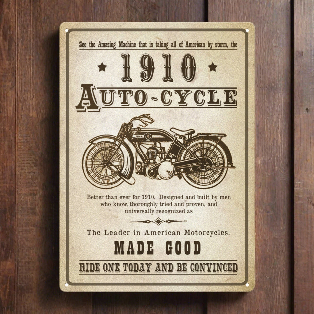 Tin Sign 12in x 17in-1910 Auto-Cycle