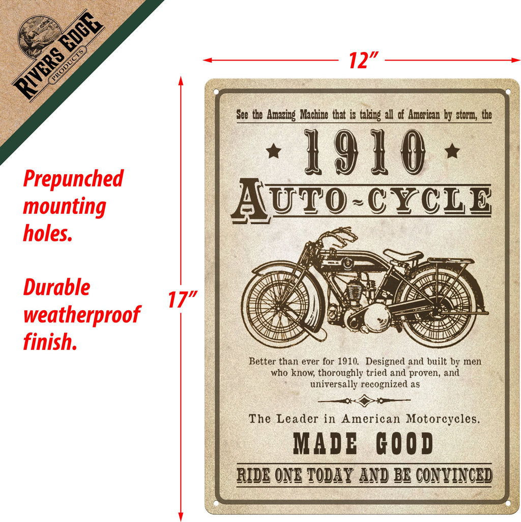 Tin Sign 12in x 17in-1910 Auto-Cycle