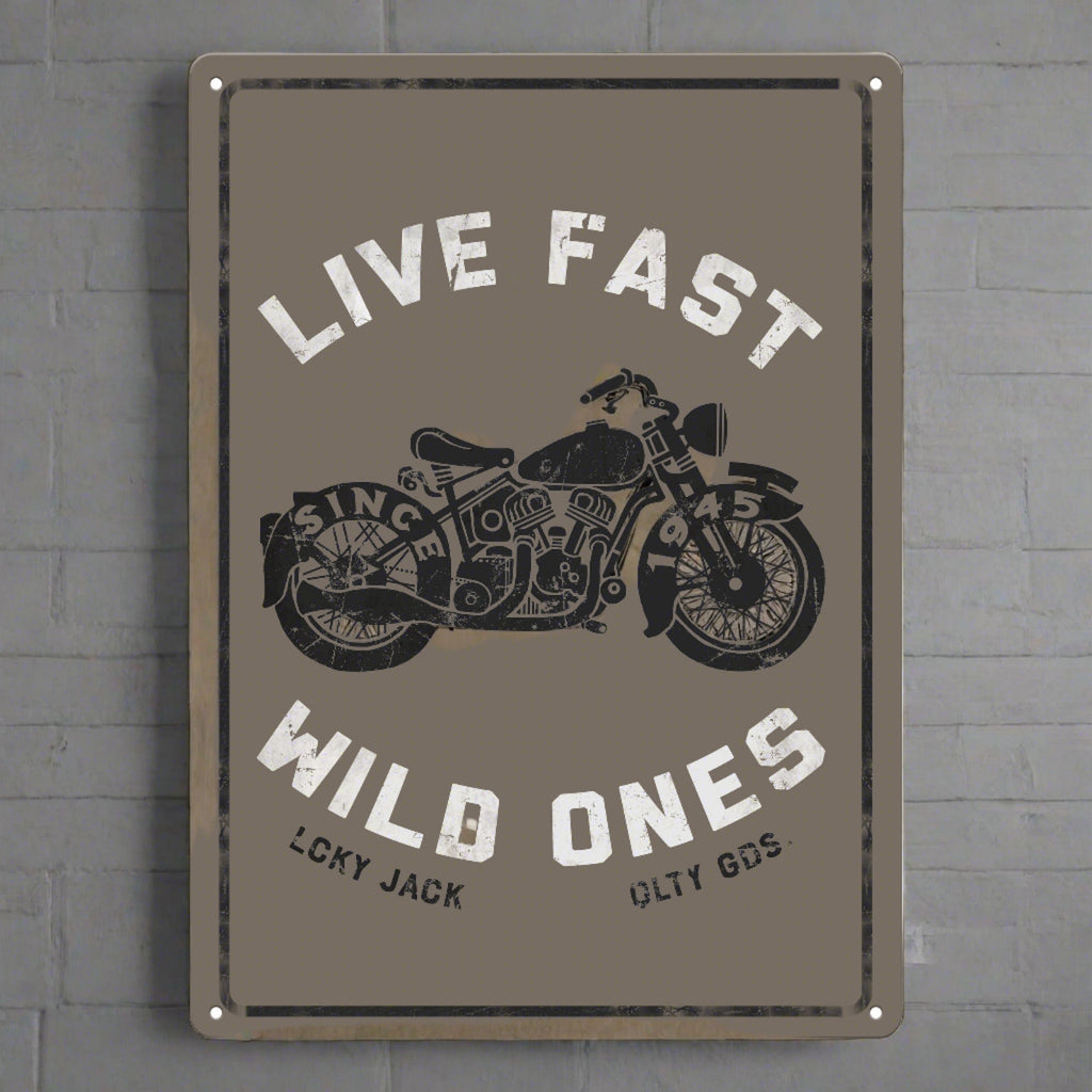 Tin Sign 12in x 17in-Live Fast Wild Ones
