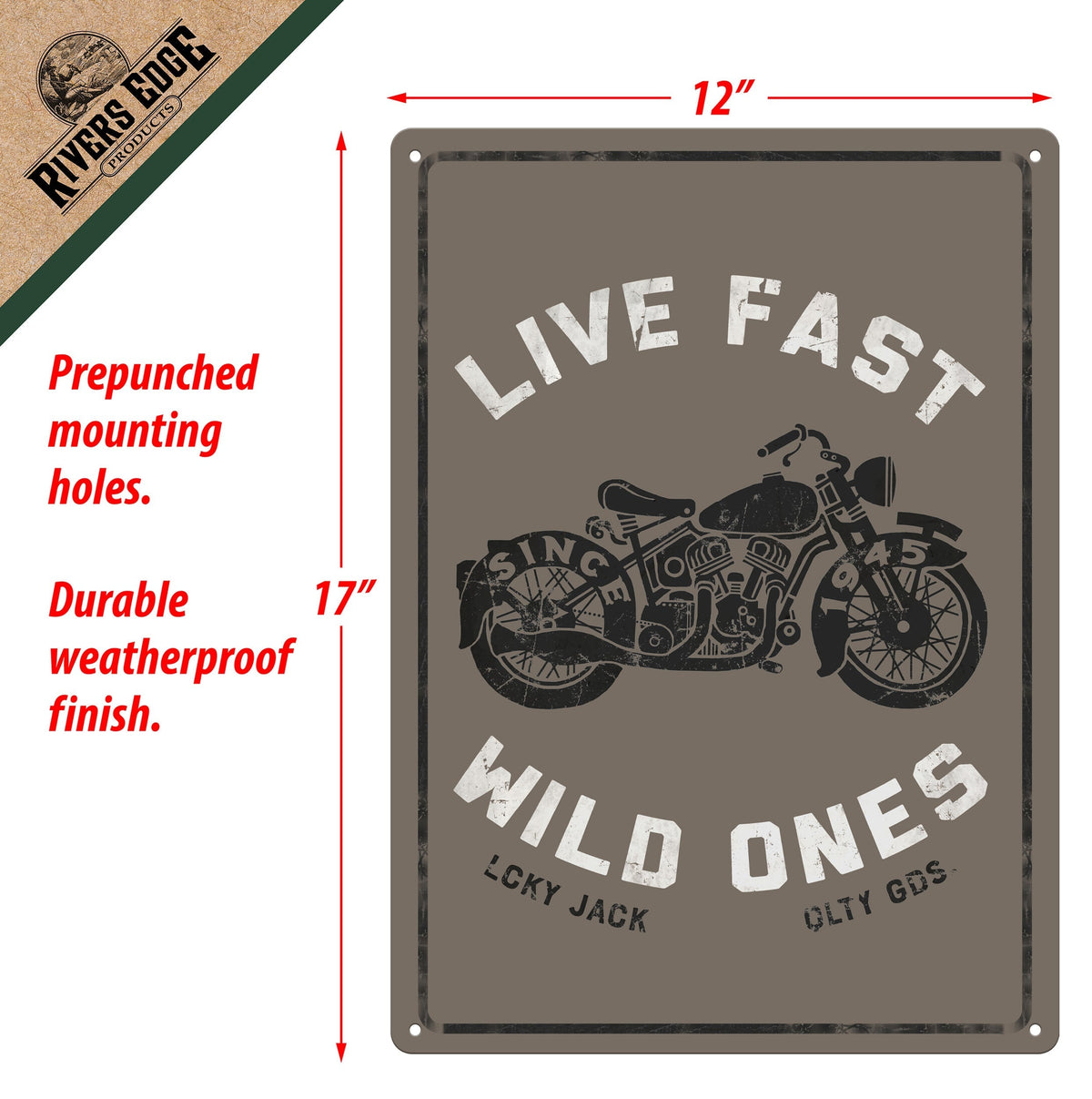 Tin Sign 12in x 17in-Live Fast Wild Ones