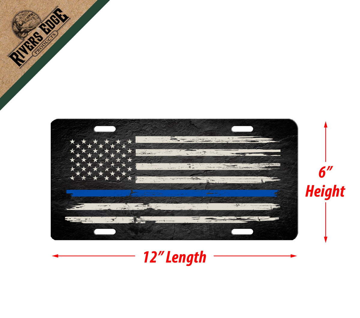 Vanity License Plate 12in x 6in-Thin Blue Line Flag