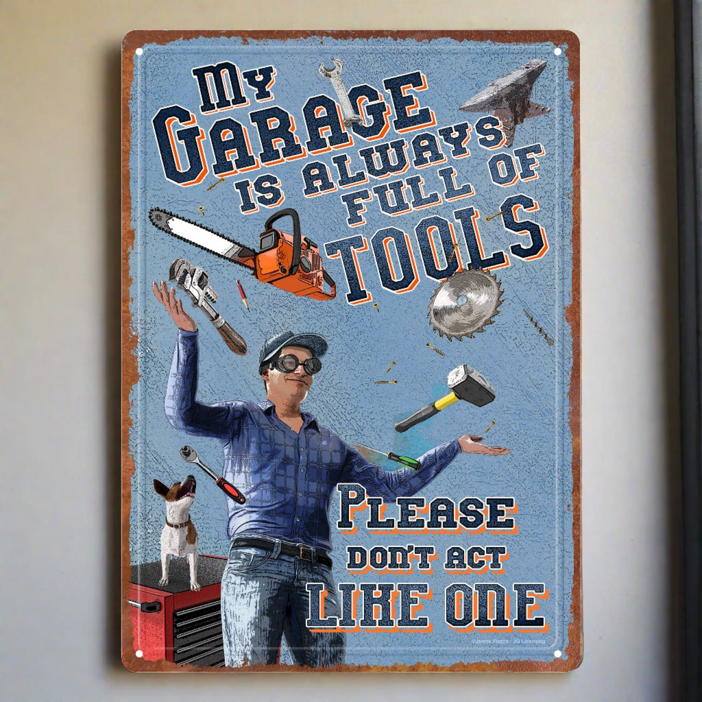Tin Sign 12in x 17in-Garage Tools