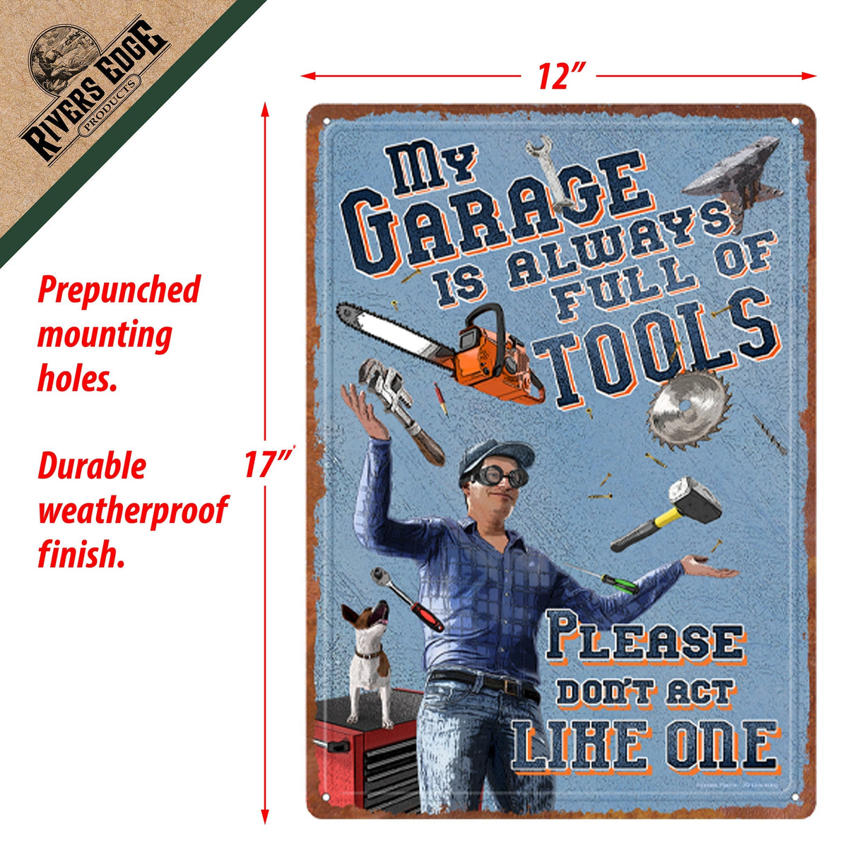 Tin Sign 12in x 17in-Garage Tools