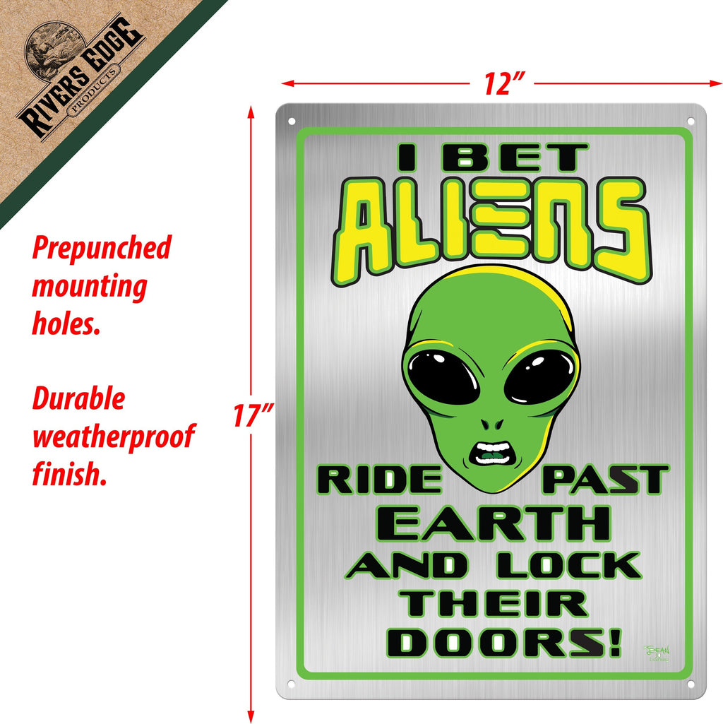Tin Sign 12in x 17in-Aliens Lock Doors