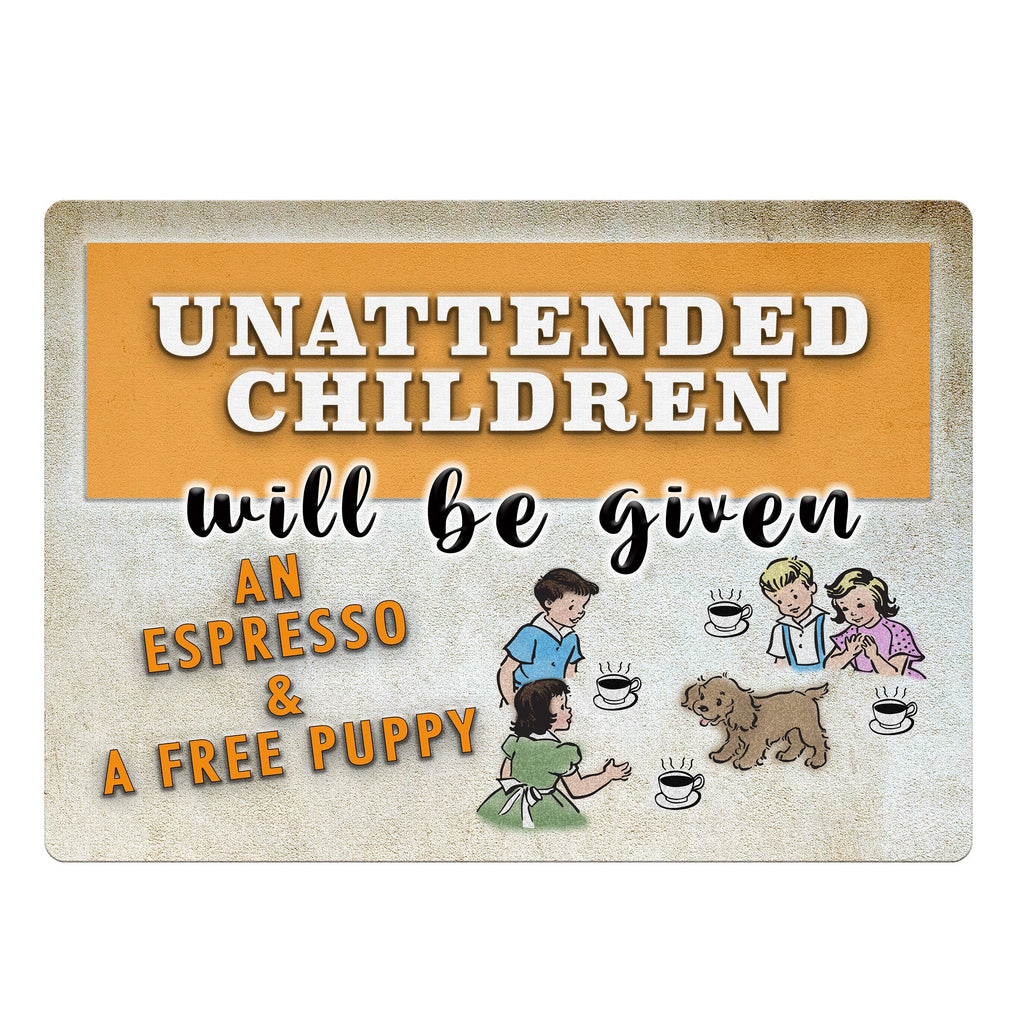 Tin Sign 12in x 17in-Unattended Children