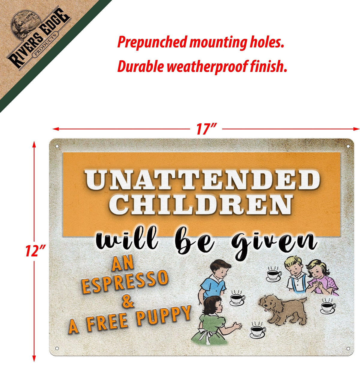 Tin Sign 12in x 17in-Unattended Children