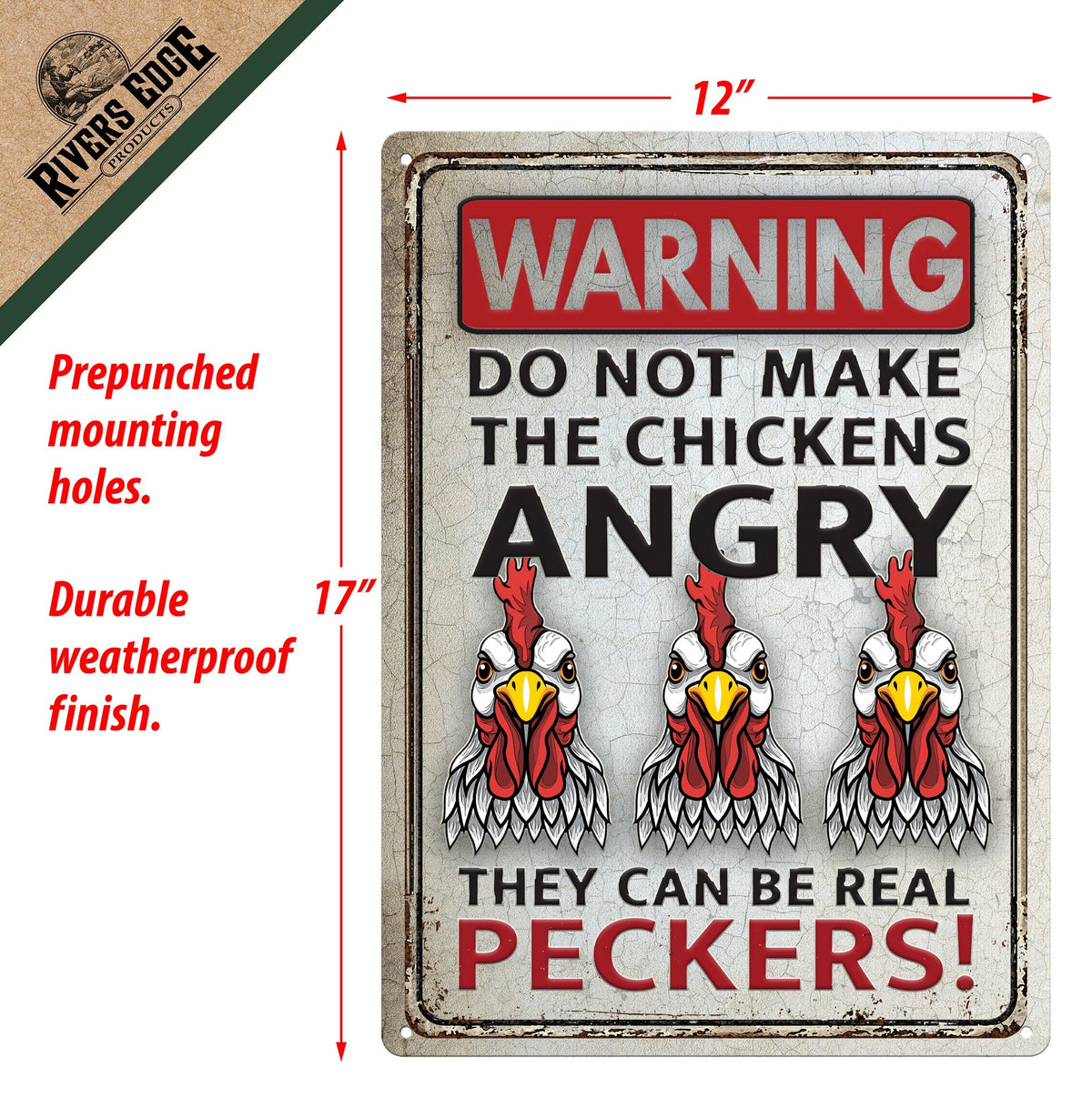Tin Sign 12in x 17in-Do Not Make Chickens Angry