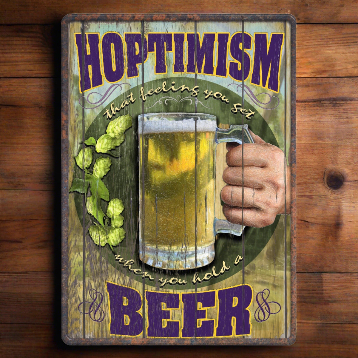 Tin Sign 12in x 17in-Hoptimism Beer