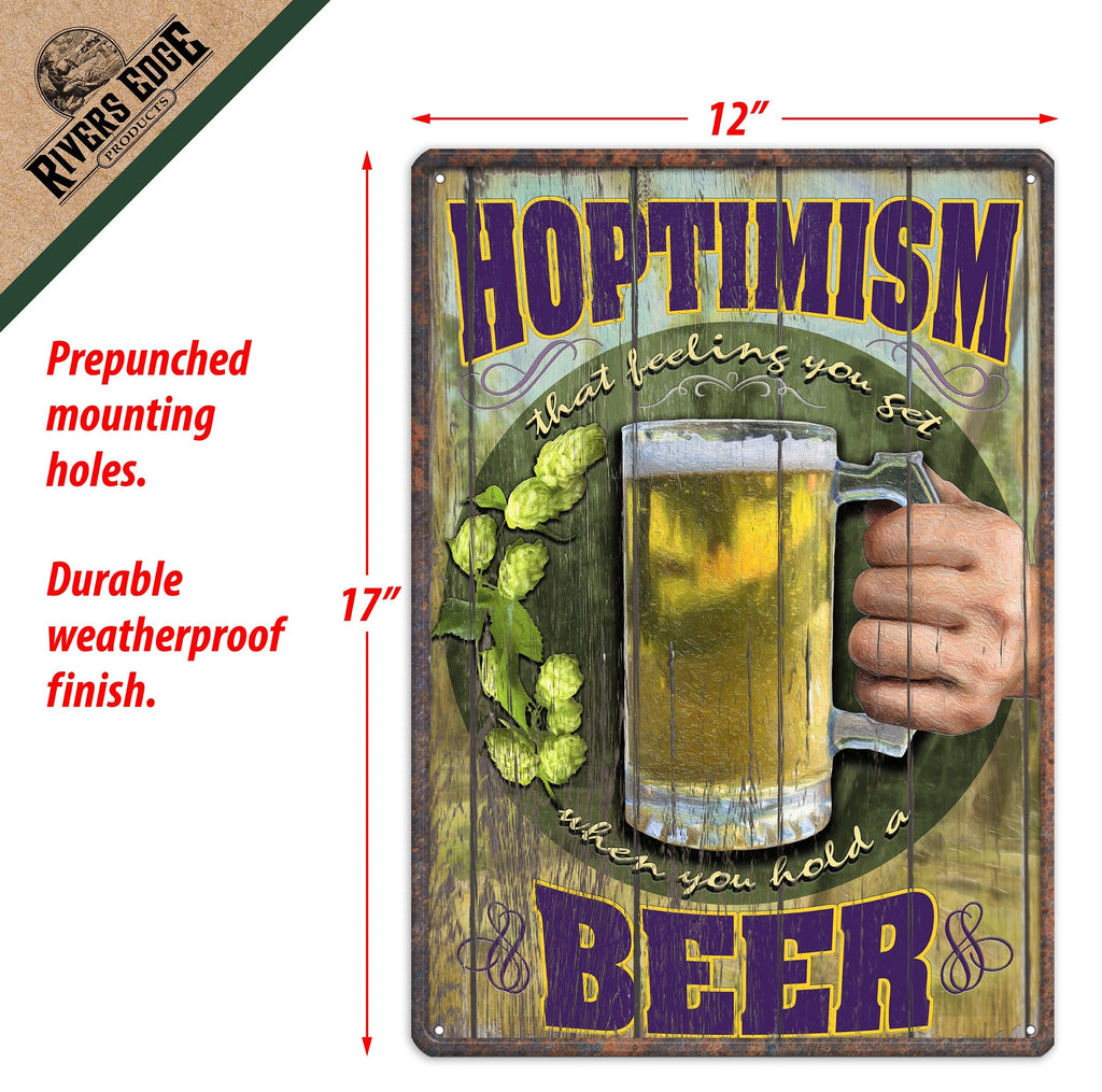 Tin Sign 12in x 17in-Hoptimism Beer