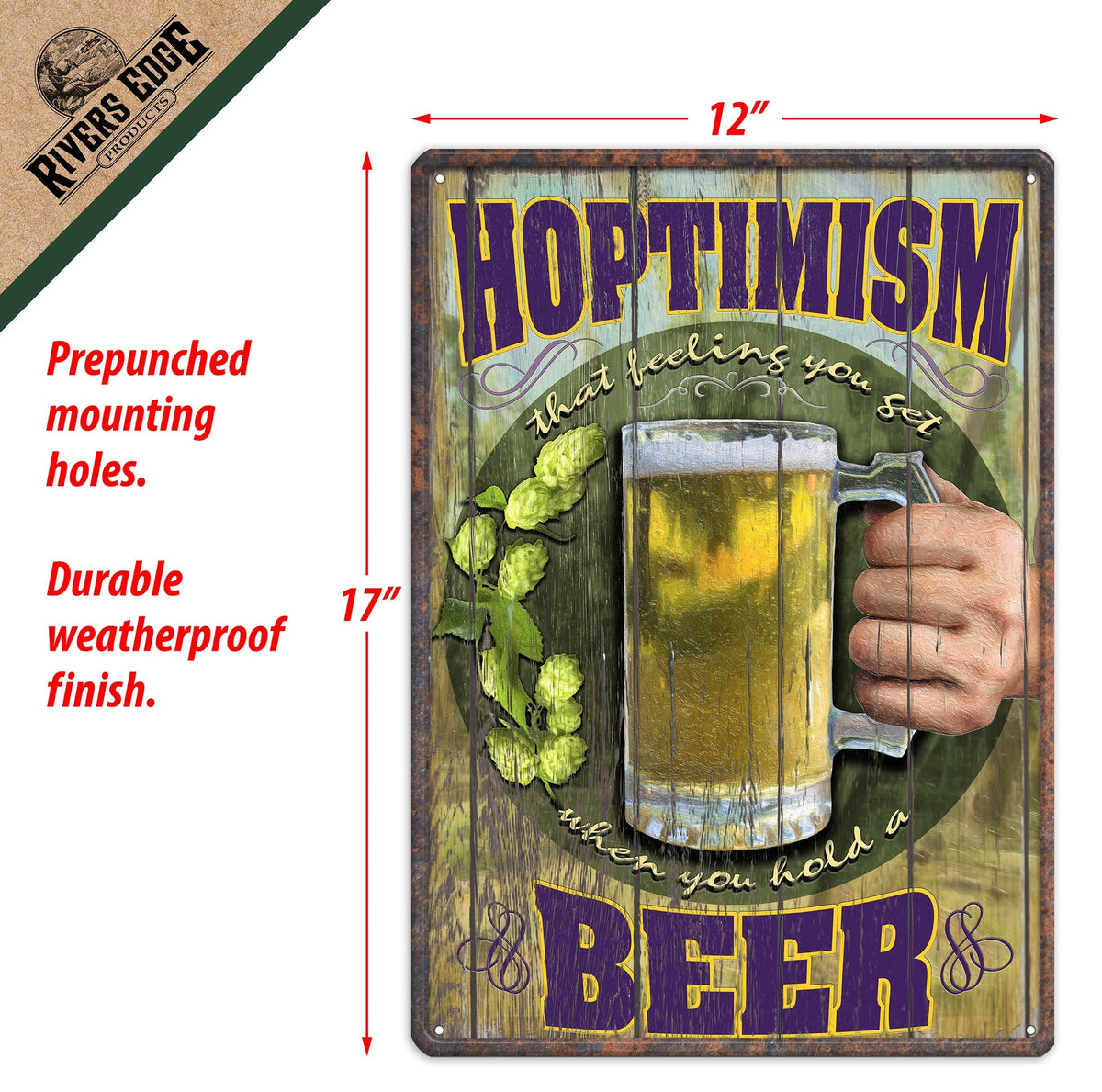 Tin Sign 12in x 17in-Hoptimism Beer