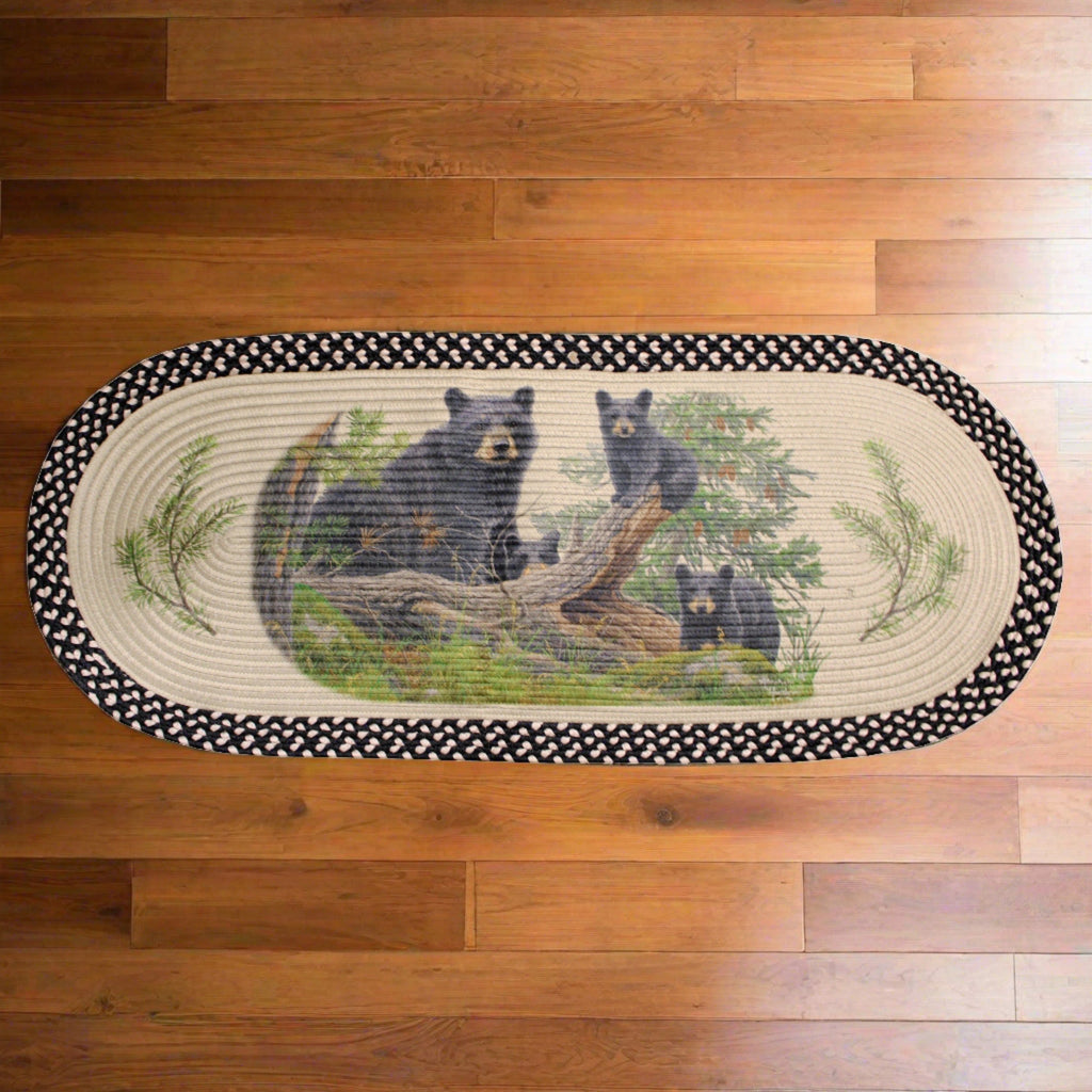 Braided Rug 48-inch Oval-Bear Wilderness Playground