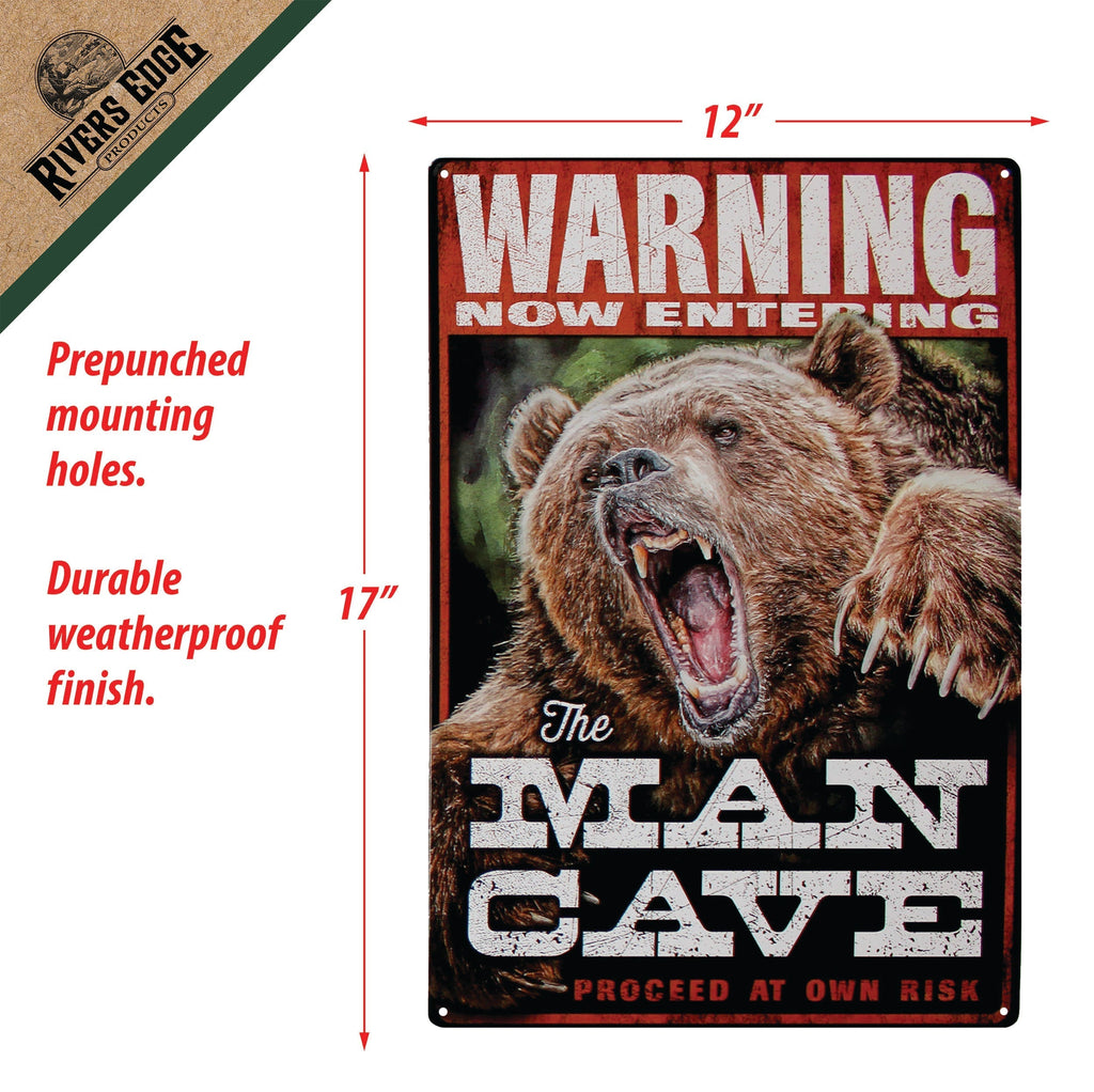 Tin Sign 12in x 17in-Warning Man Cave