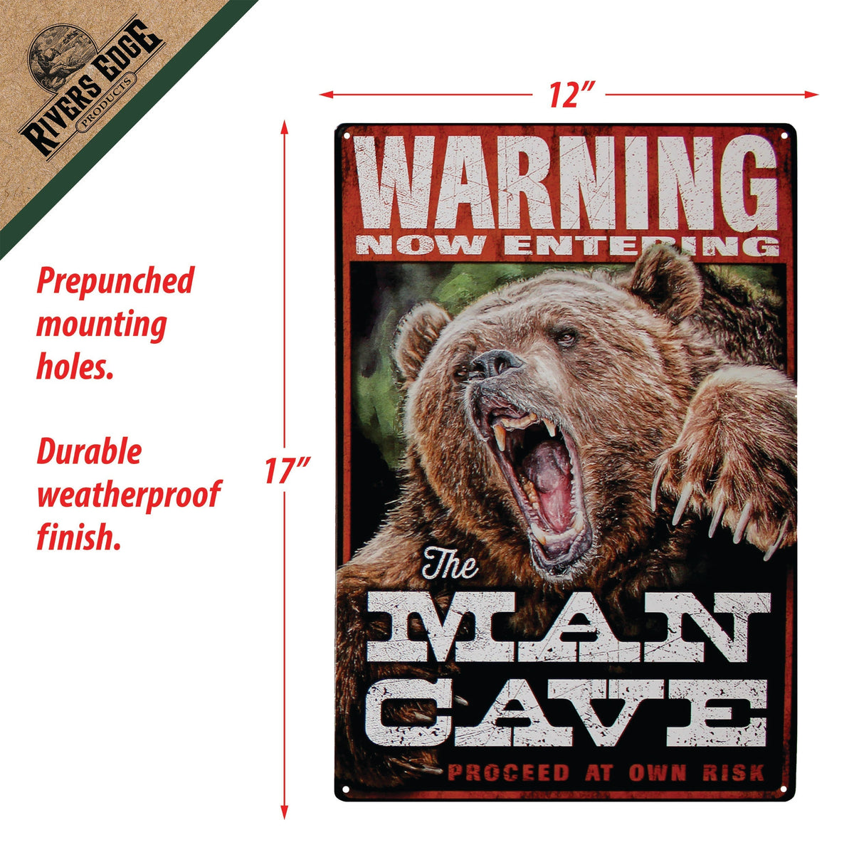 Tin Sign 12in x 17in-Warning Man Cave