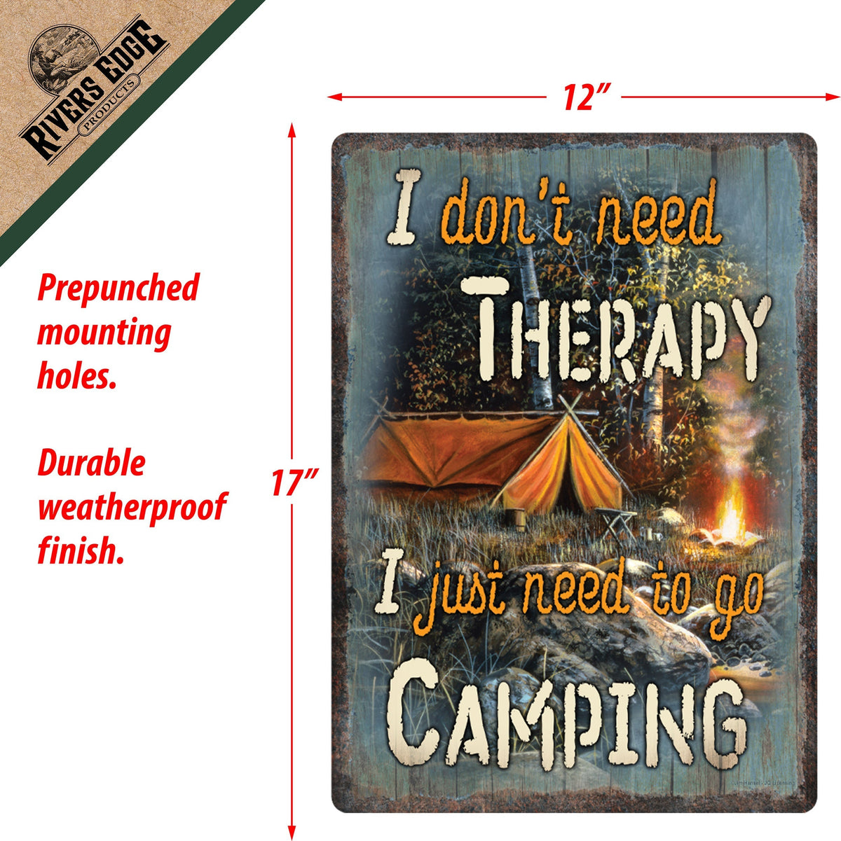 Tin Sign 12in x 17in-Therapy Camping