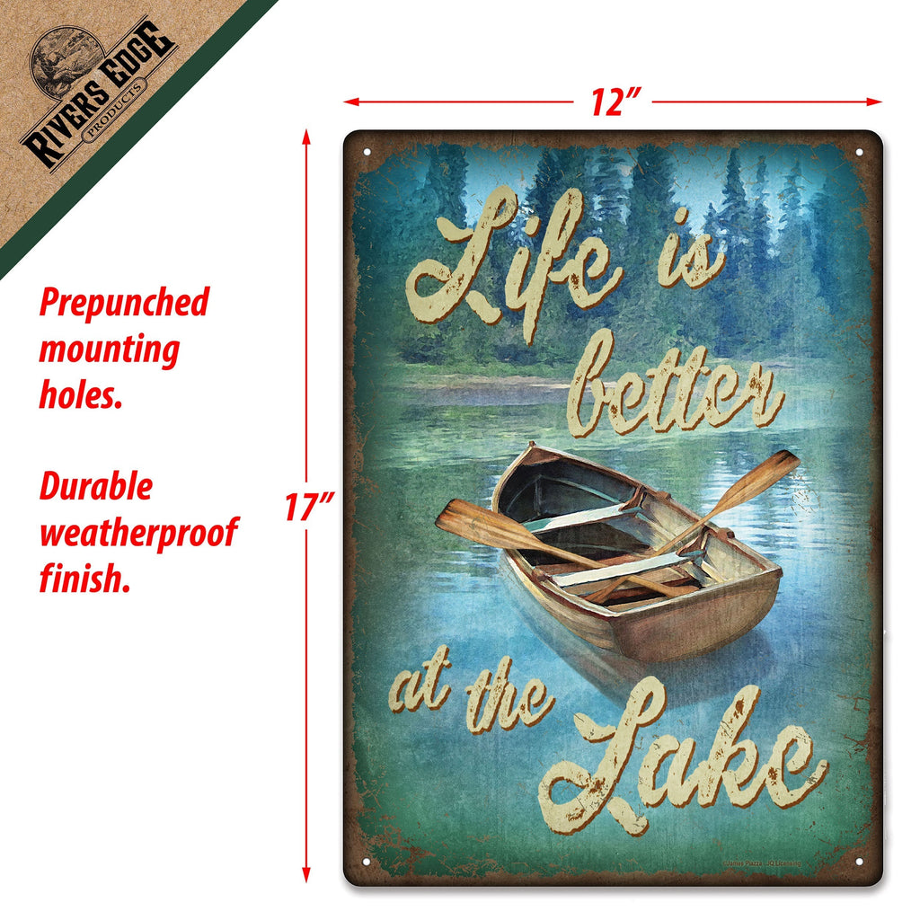 Tin Sign 12in x 17in-Life Better Lake