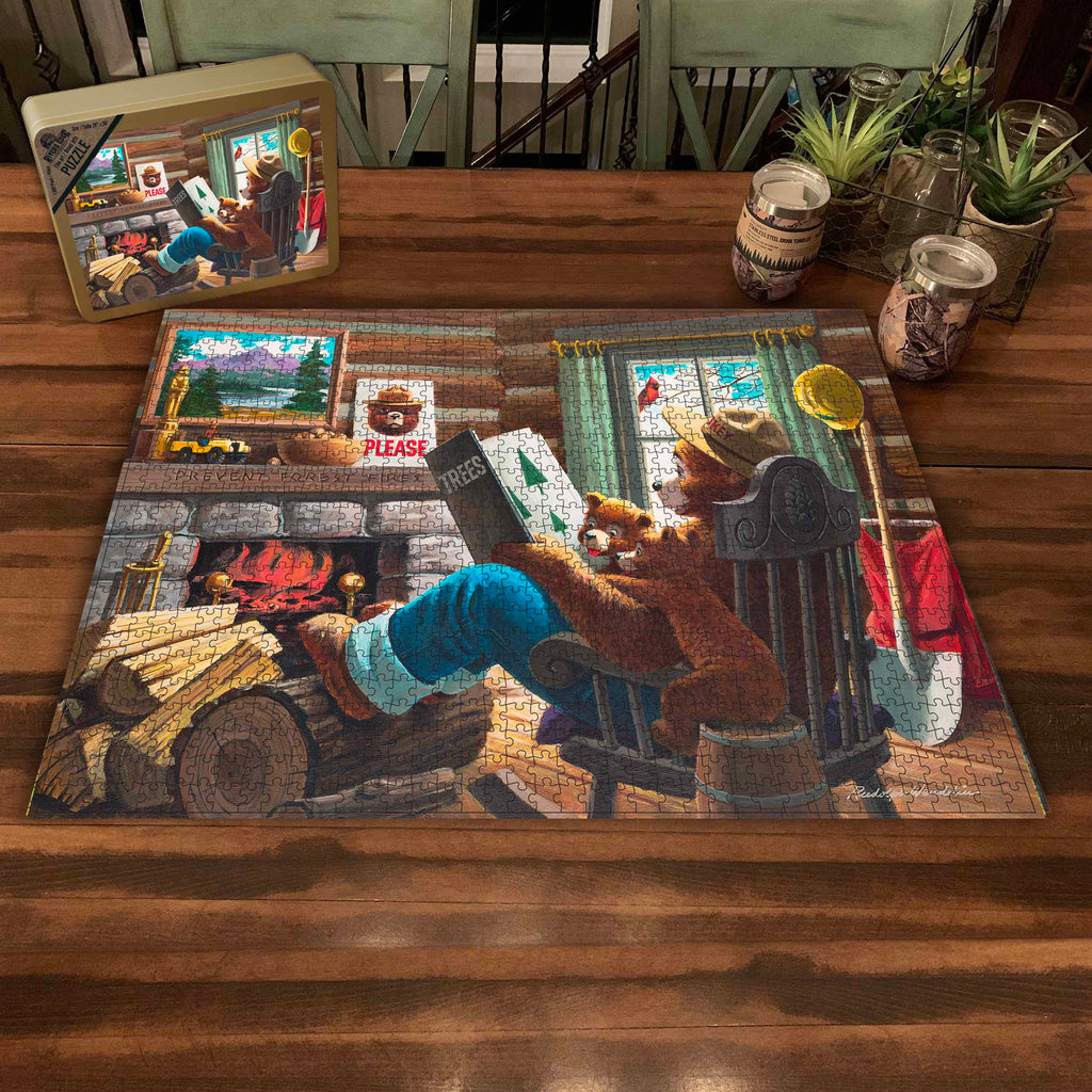 Puzzle in Tin 1000-Piece-Smokey By Fireplace