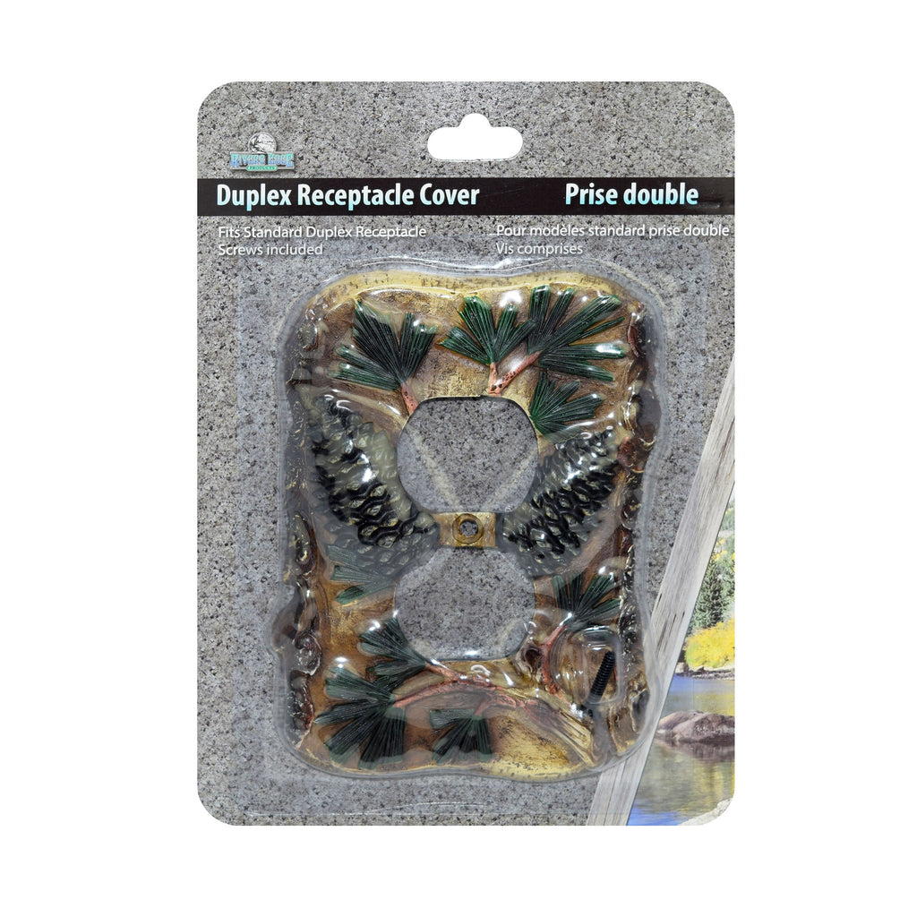 Electrical Cover Plate Double Receptacle-Pine Cone