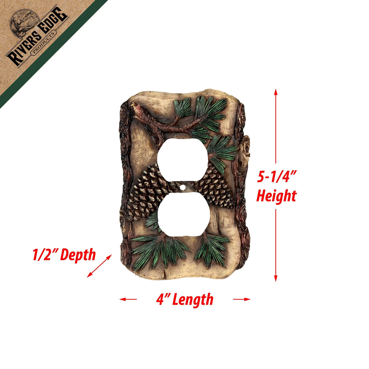 Electrical Cover Plate Double Receptacle-Pine Cone