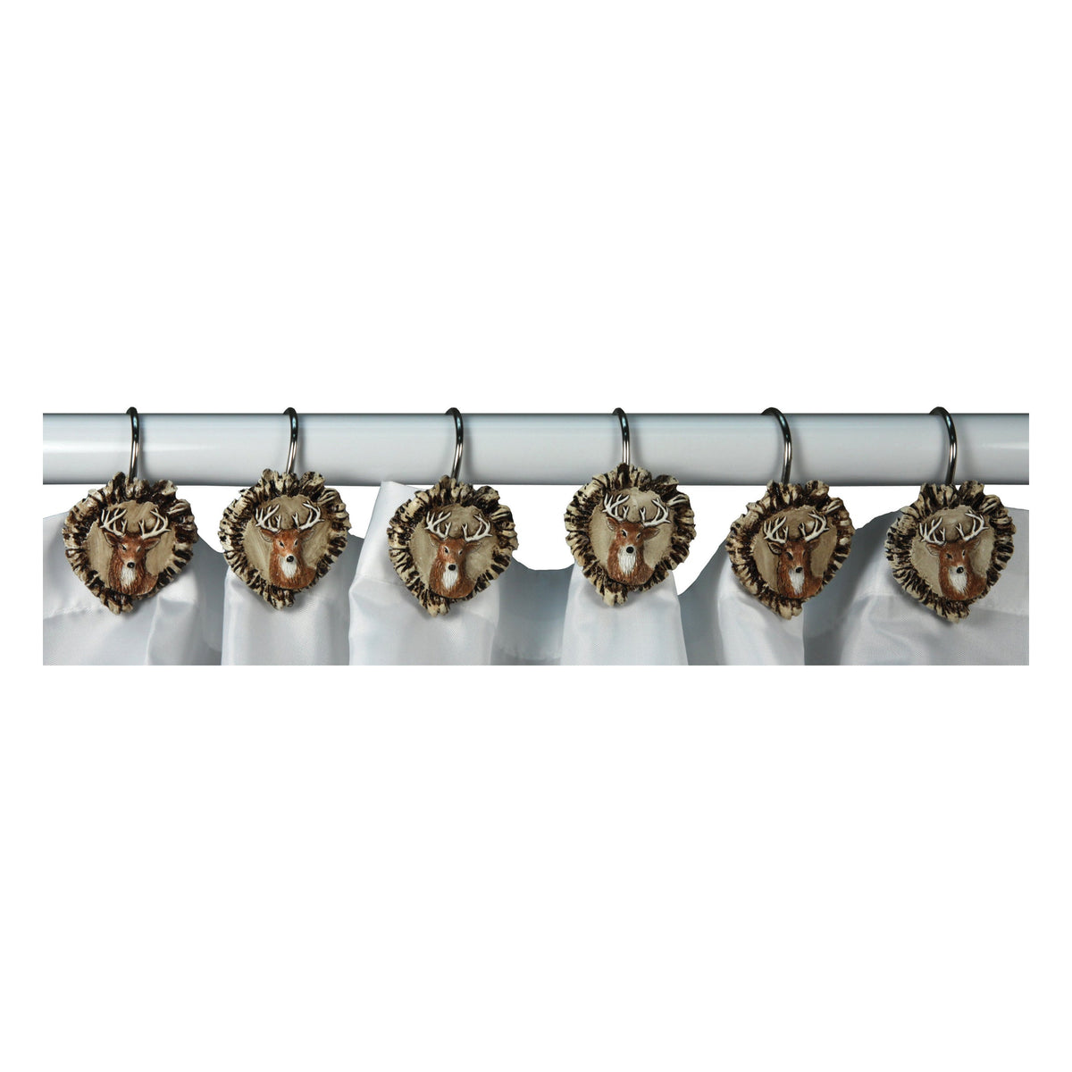 Shower Curtain Hooks - Antler with Deer