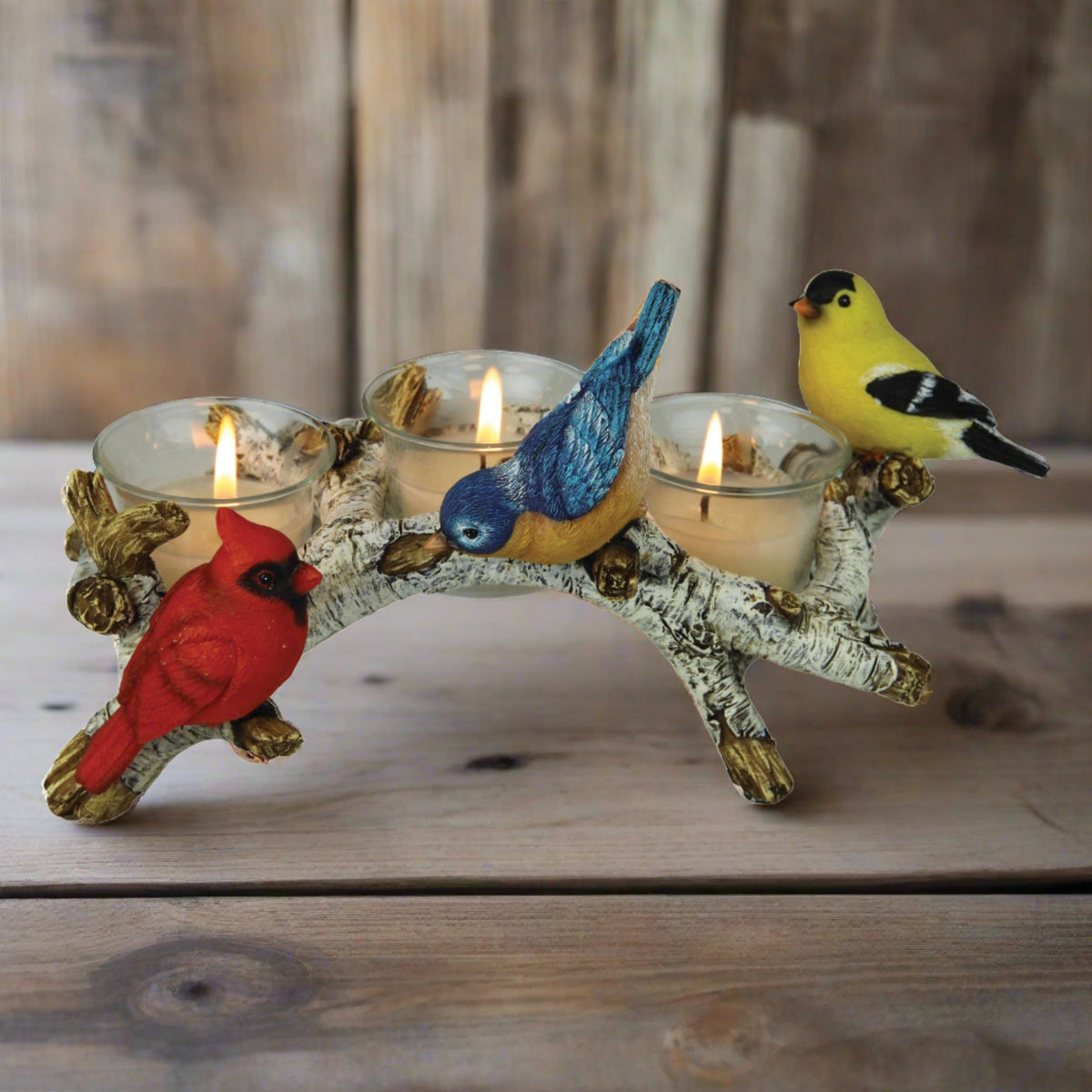 Candle Holder-Birch with Birds 3 Piece