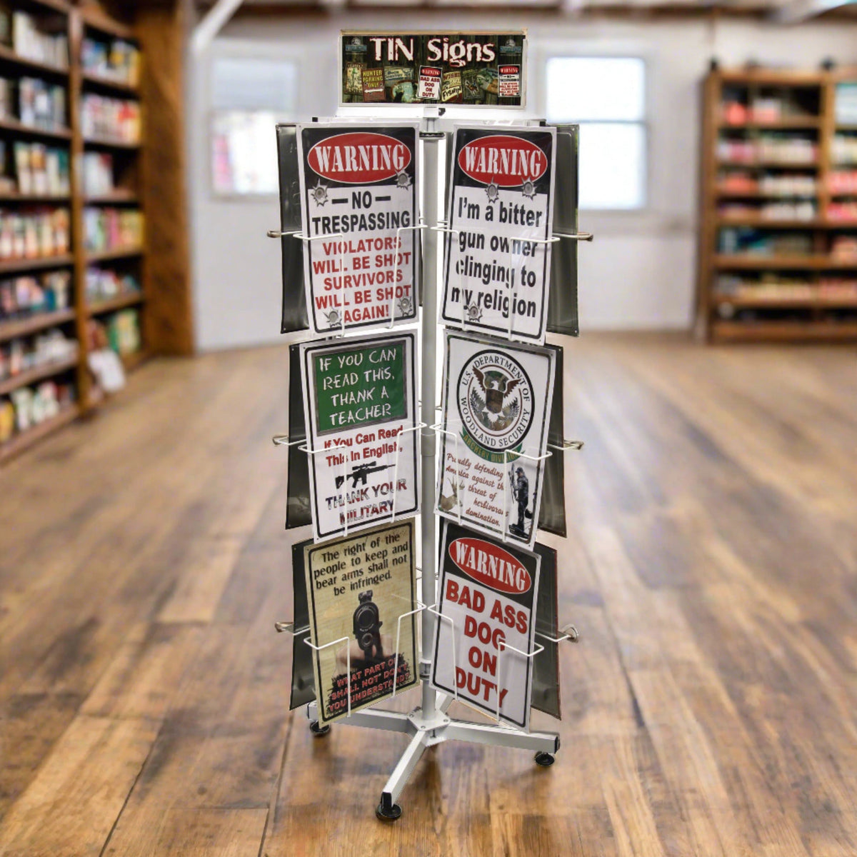 Display-Floor Rotating Tin Sign Rack
