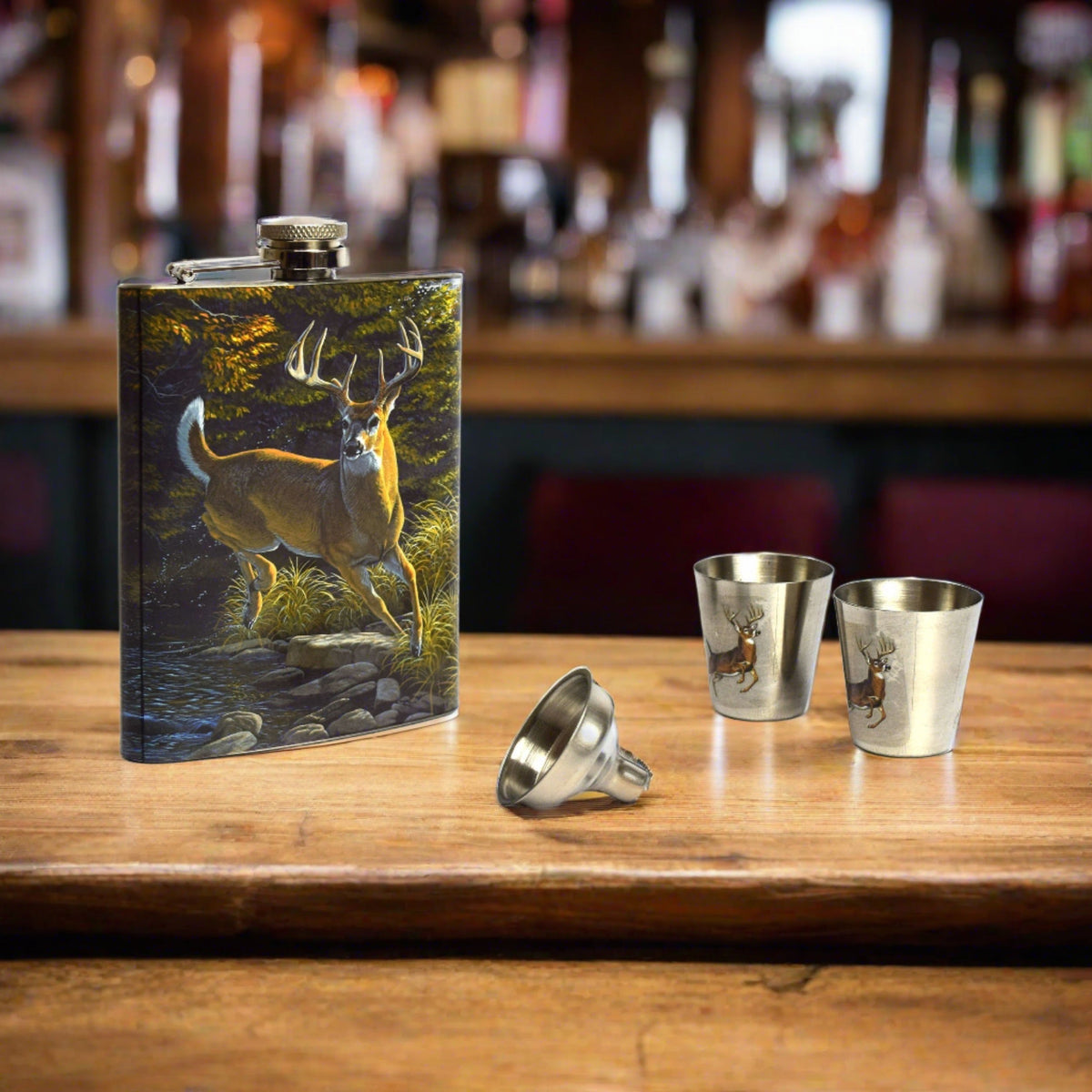 Flask and Shot Glass-Deer