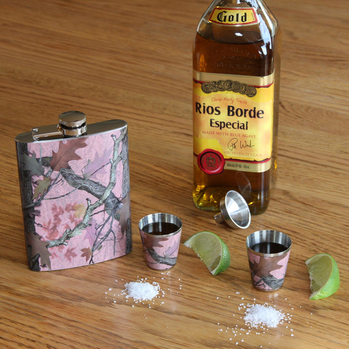 Flask and Shot Set-Pink Camo