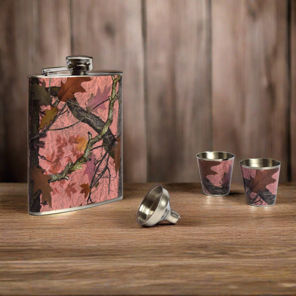 Flask and Shot Set-Pink Camo